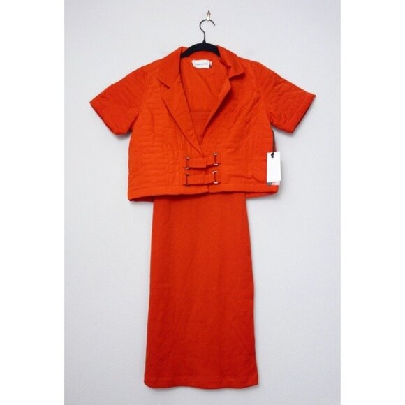 NWT [SET] Honor The Gift Quilted Crop Jacket S Red Vneck Oversized Monogram - Picture 6 of 16